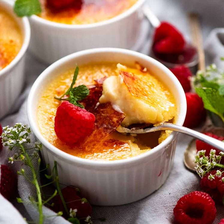 Spoon scooping up Creme Brûlée