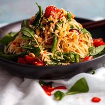 Green Papaya Salad (Thai) piled on a plate