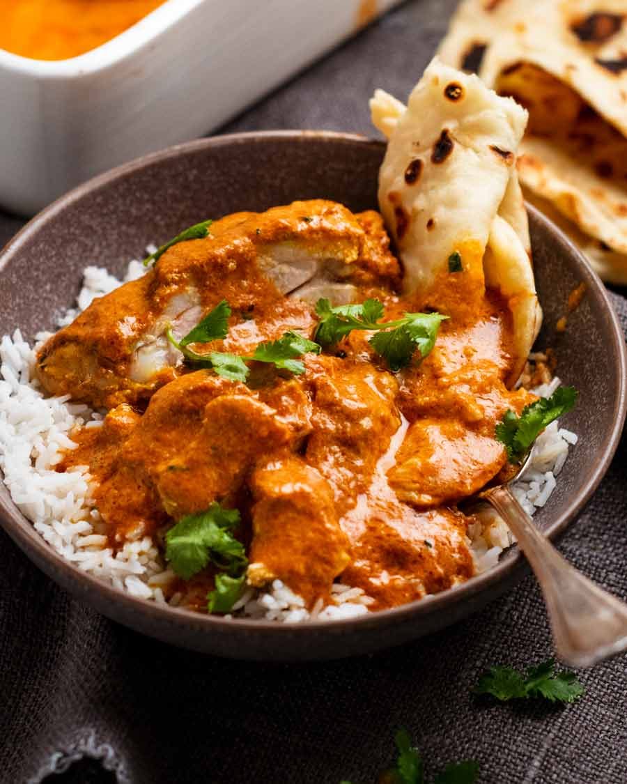 Eating One-pan Baked Butter Chicken