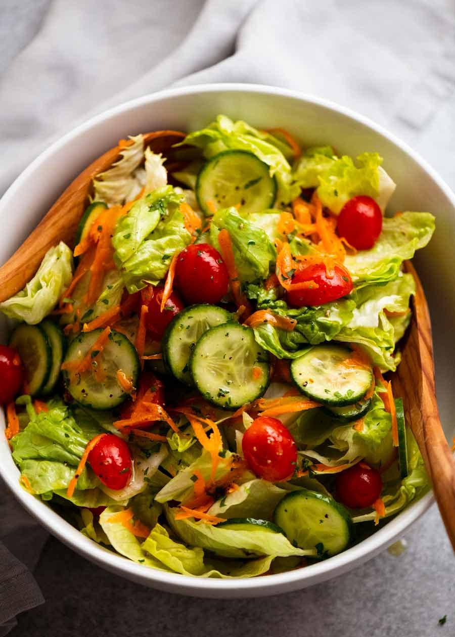 Garden salad in a bowl ready to be eaten