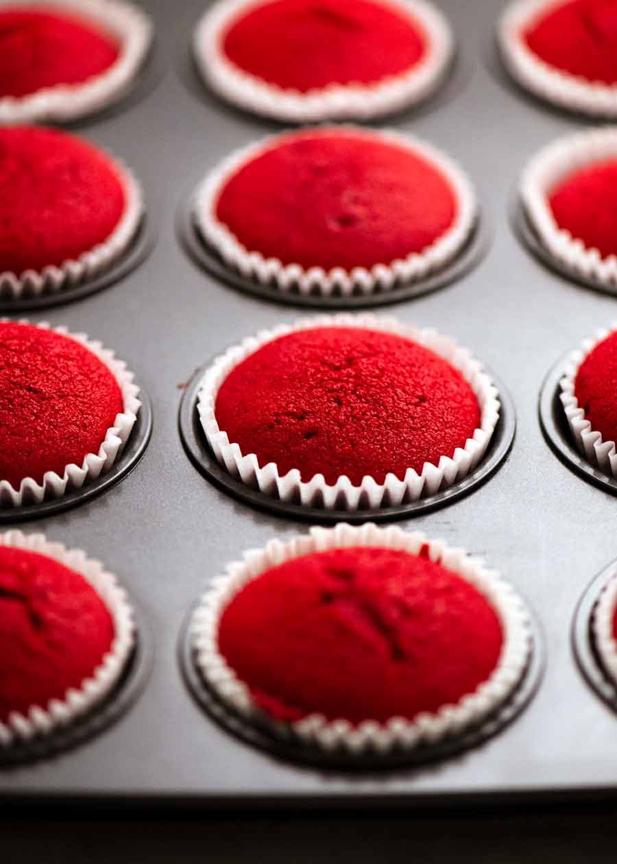 Red Velvet Cupcakes fresh out of the oven