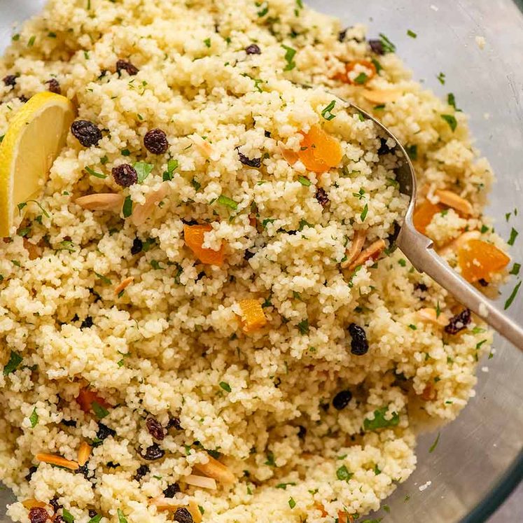 Bowl of Couscous with fruit and nuts