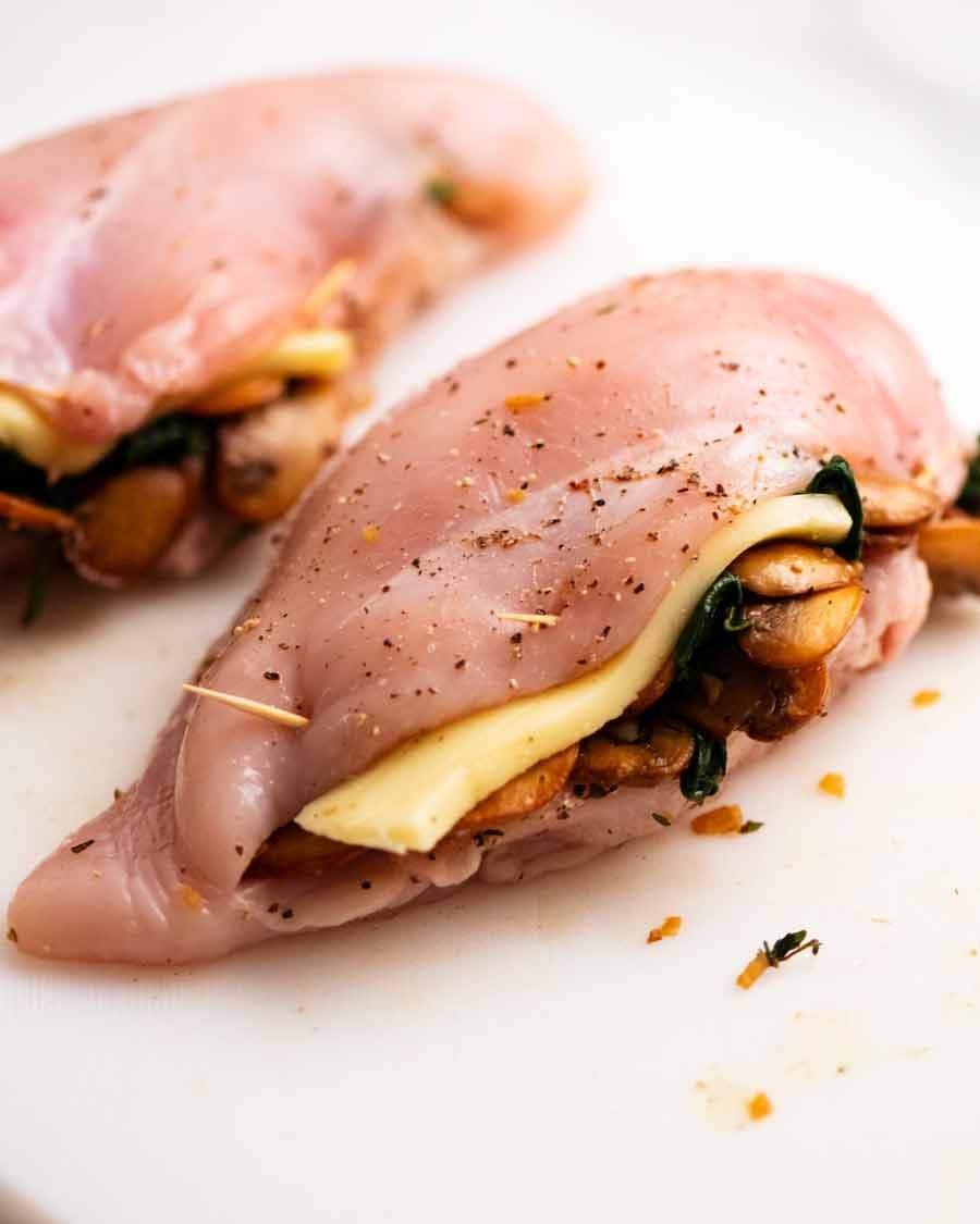 Making Mushroom Stuffed Chicken Breast