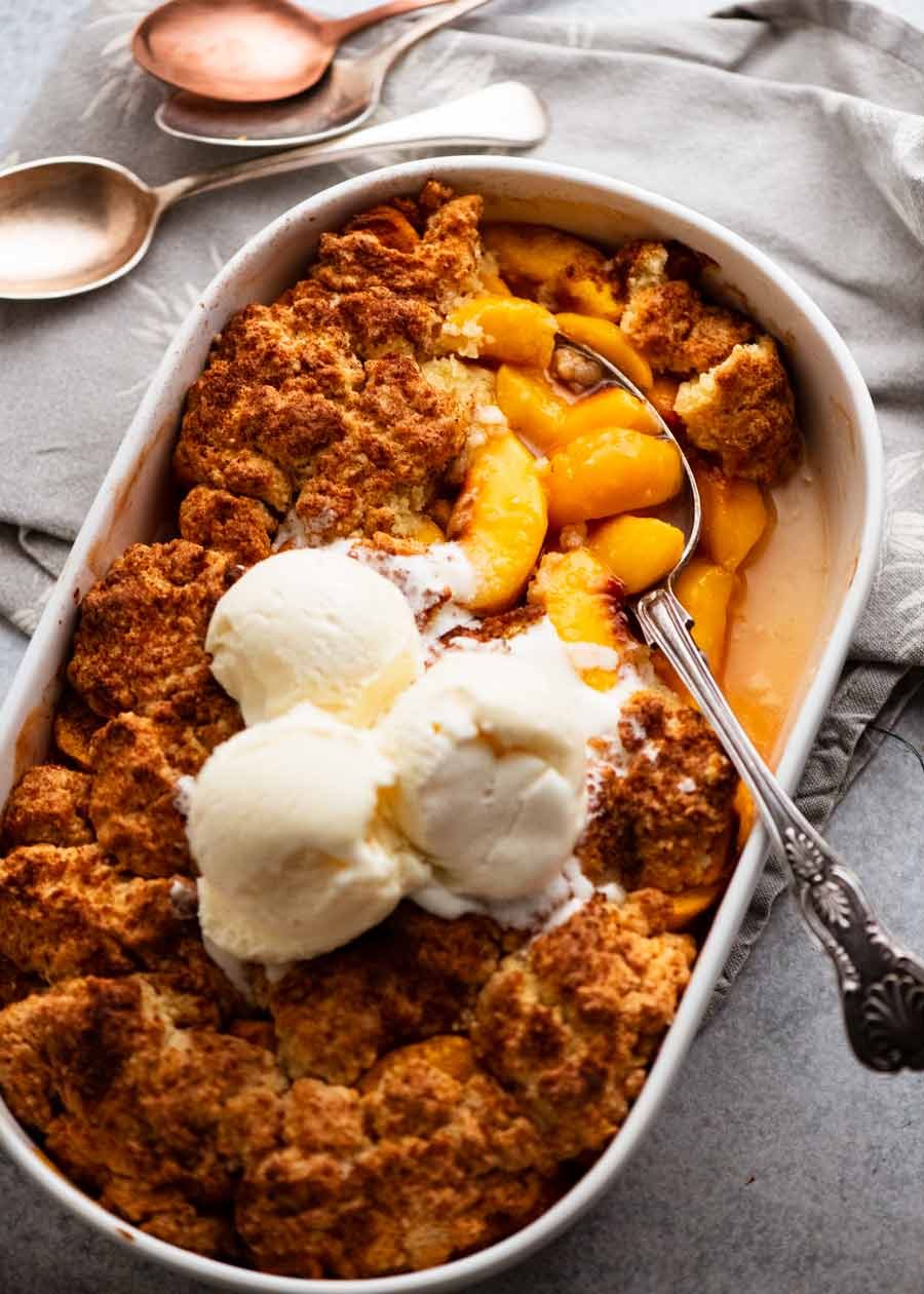 Freshly baked Peach Cobbler