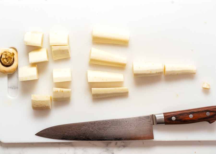 How to cut parsnip for roasting