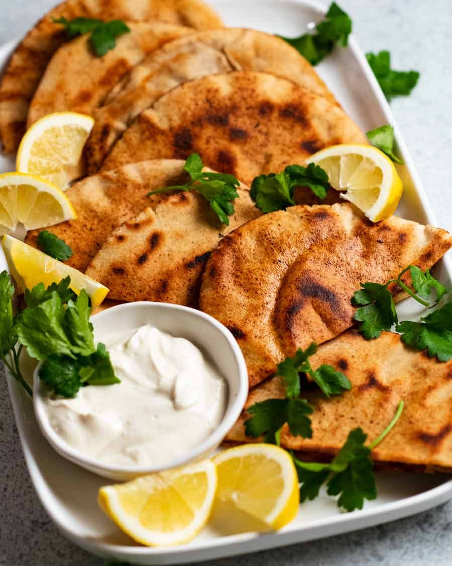 Platter of Arayes - Lebanese Meat Stuffed Crispy Pita