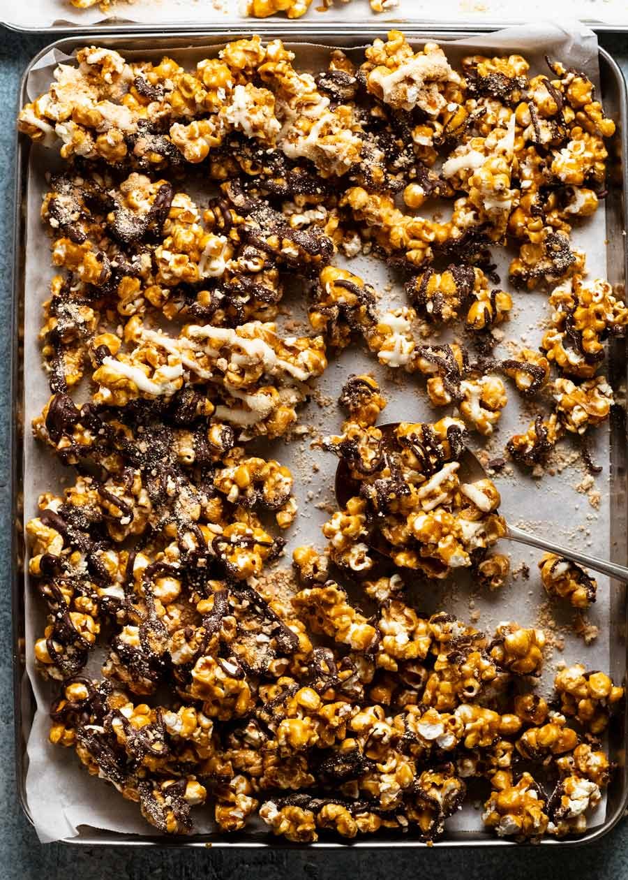 Tray of Golden Gaytime popcorn - copycat recipe