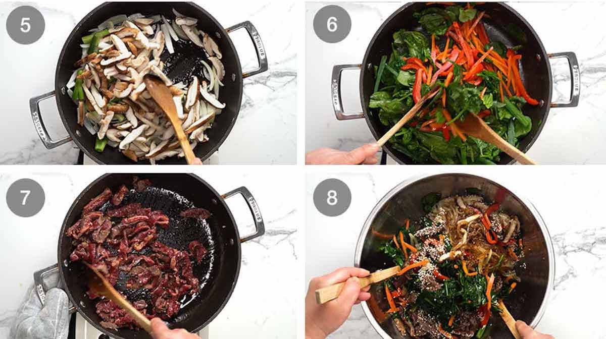 Making Japchae - Korean noodles