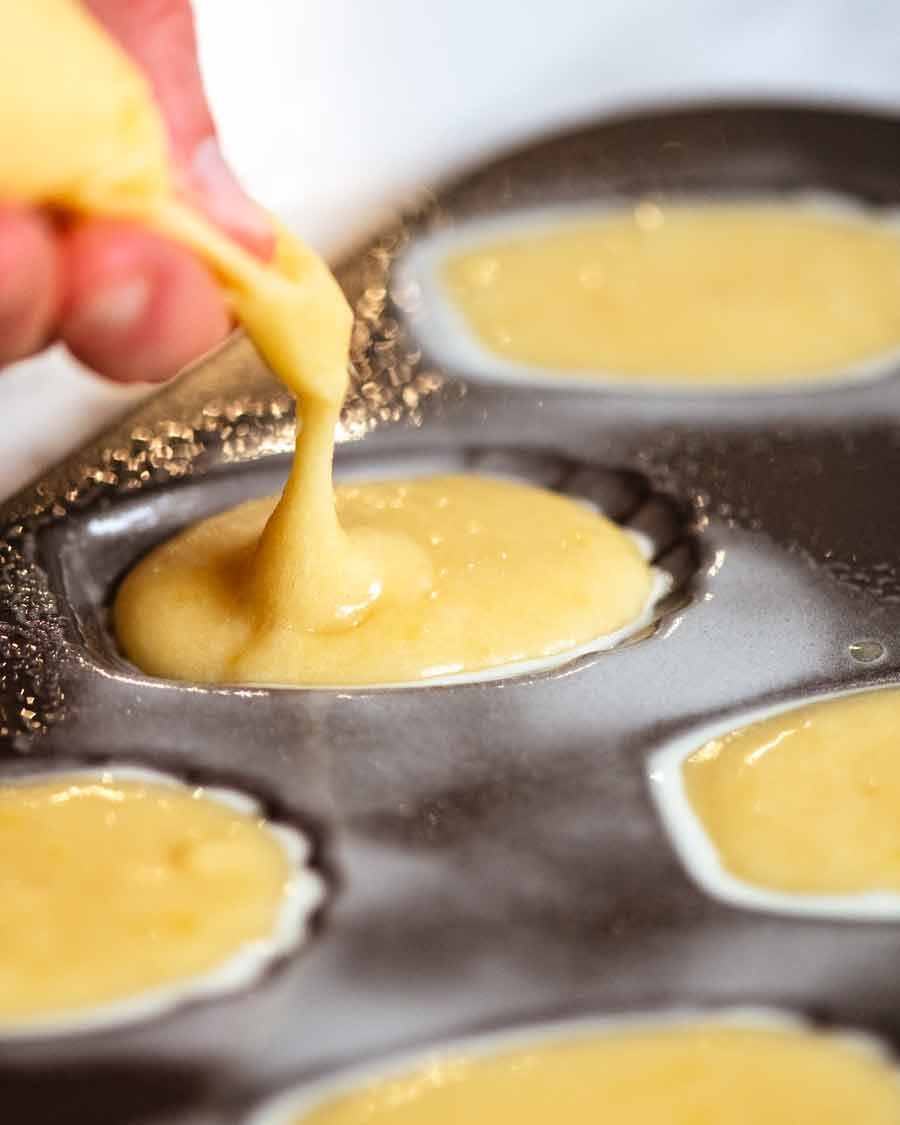 Filling Madeleines pan with batter