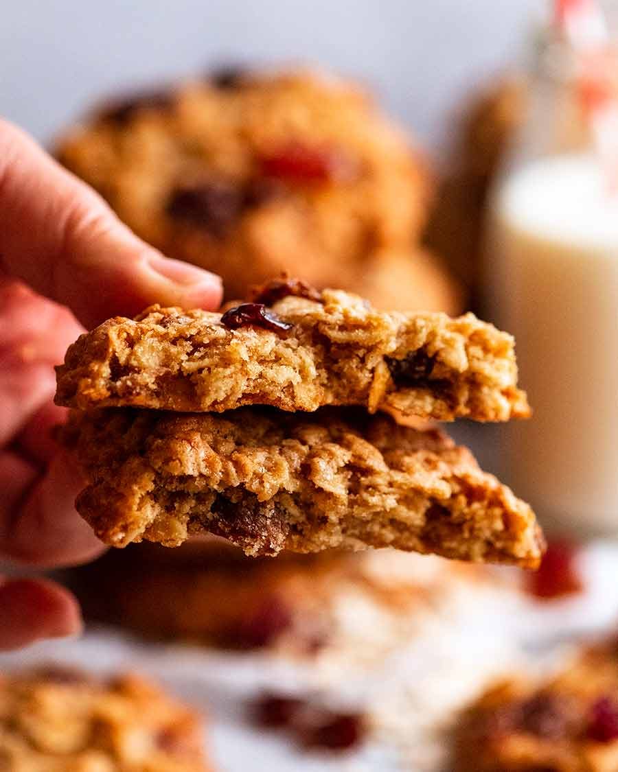 Showing the inside of Oatmeal Raisin Cookies