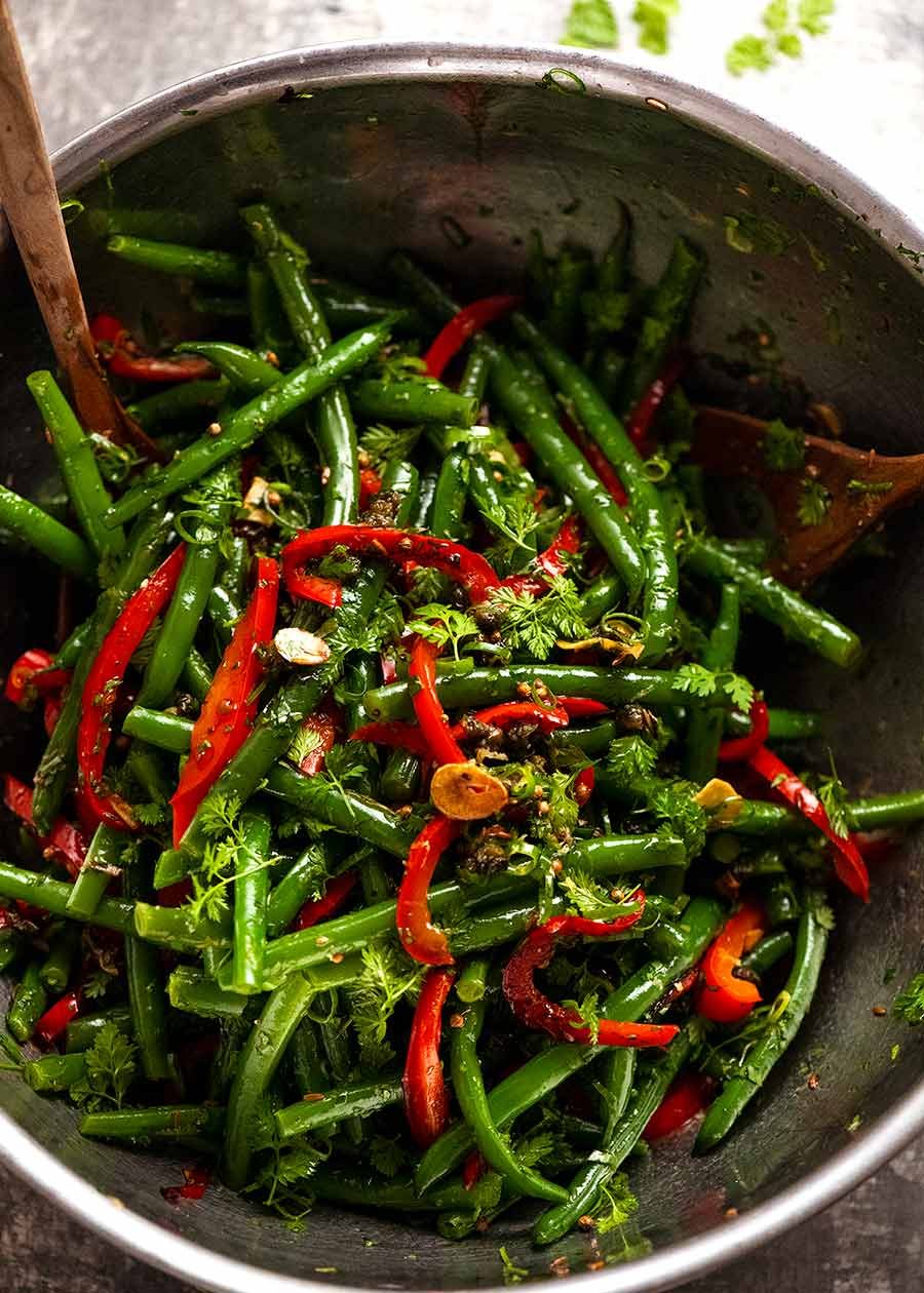 Bowl of Yotam Ottolenghi's Green Bean Salad