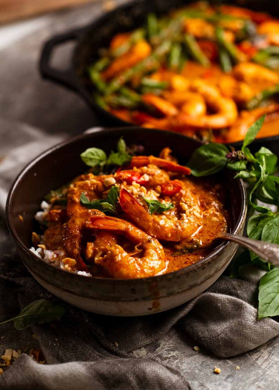 Bowl of Panang curry over rice