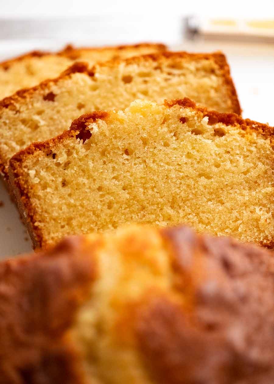 Close up showing crumb of Pound Cake