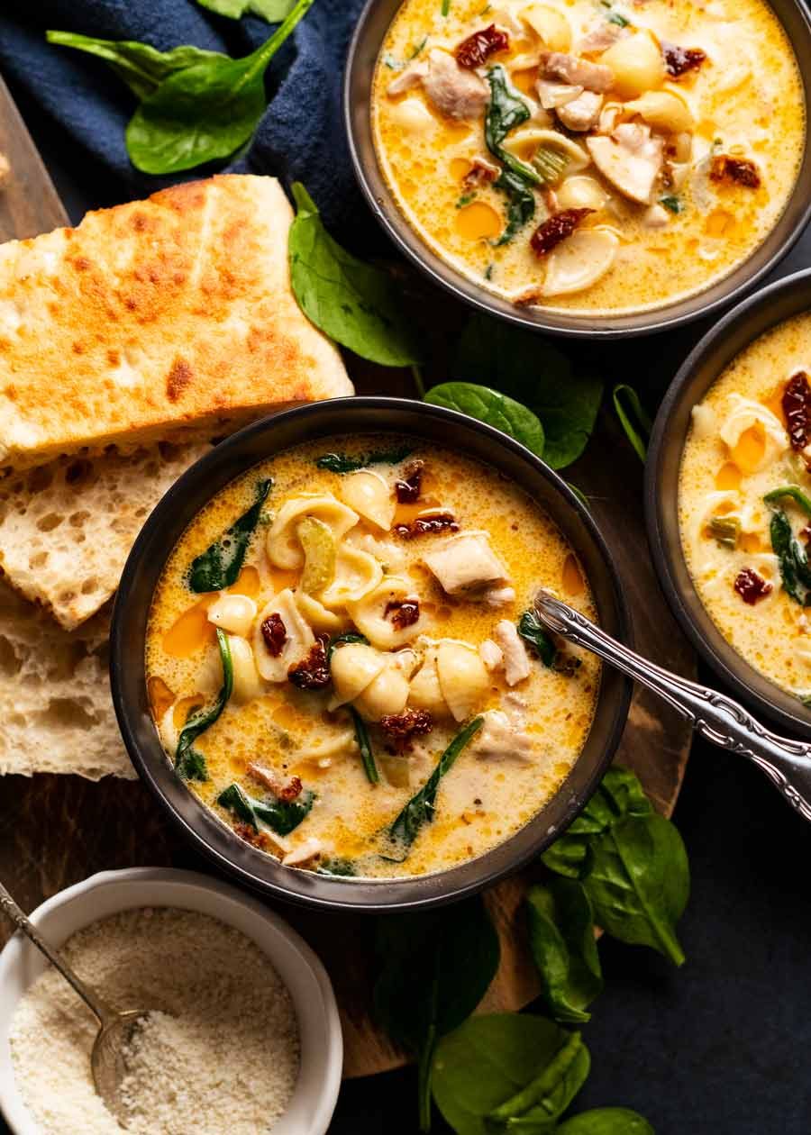 Bowls of Creamy Tuscan Chicken Soup