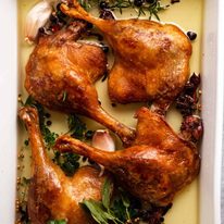 Duck Confit in a white baking dish