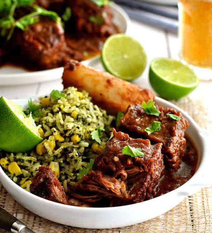 Fiery Mexican Beef Short Ribs - made with a Chipotles in Adobo sauce, it takes time to cook but is very fast to prepare. Great depth of flavour.