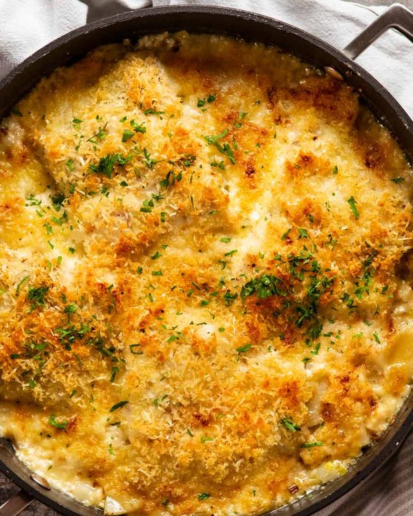 Creamy baked fish on potato gratin post thumbnail image