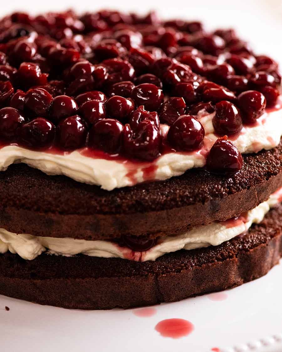 Assembling Black Forest Cake