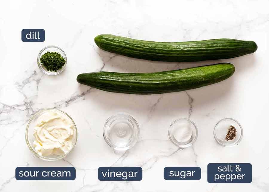 Ingredients in German Cucumber Salad