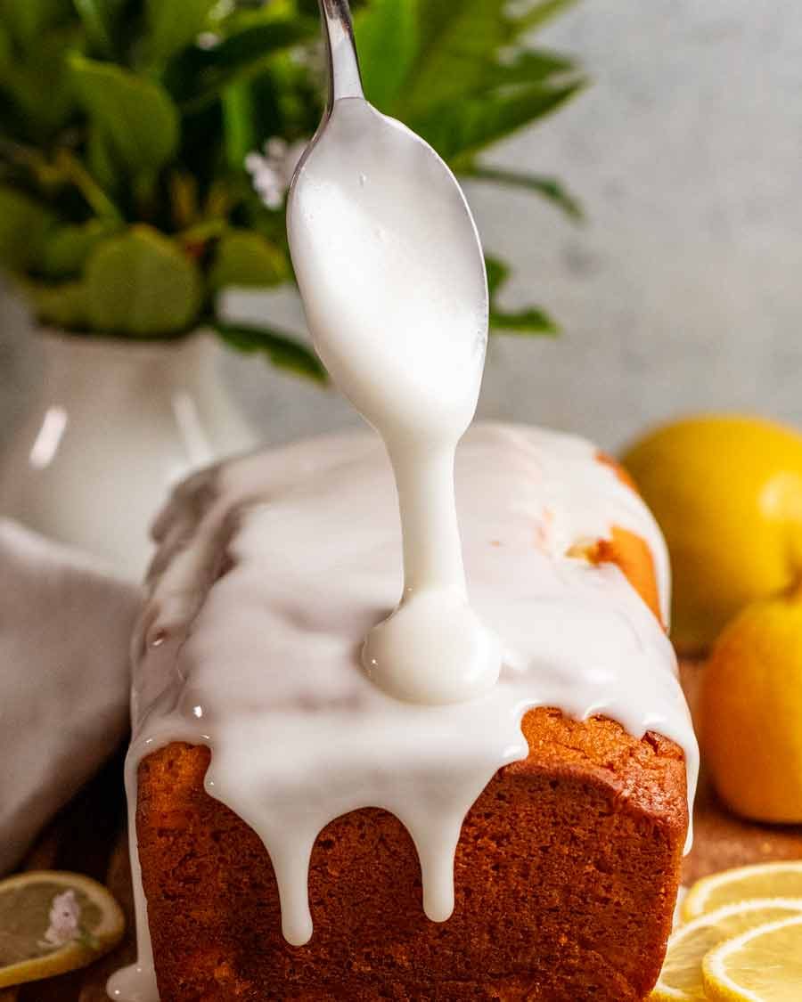 Glazing a lemon loaf