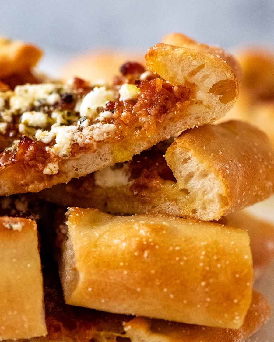 Showing the inside of Turkish Pide Bread