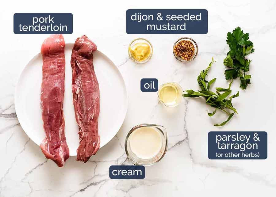 Ingredients in Pork Tenderloin with Creamy Mustard Sauce