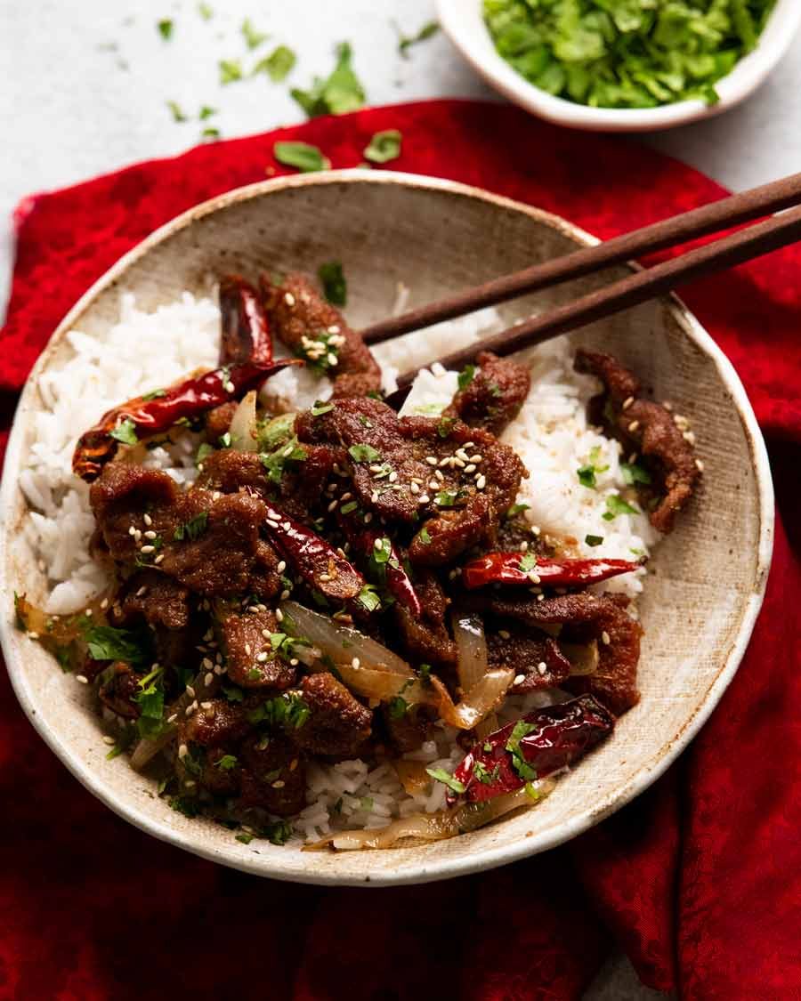 Xinjiang Cumin Lamb Stir Fry over rice