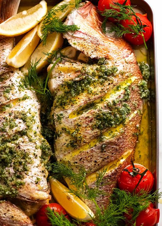 Whole Baked Fish – Snapper with Garlic & Dill Butter Sauce post thumbnail image