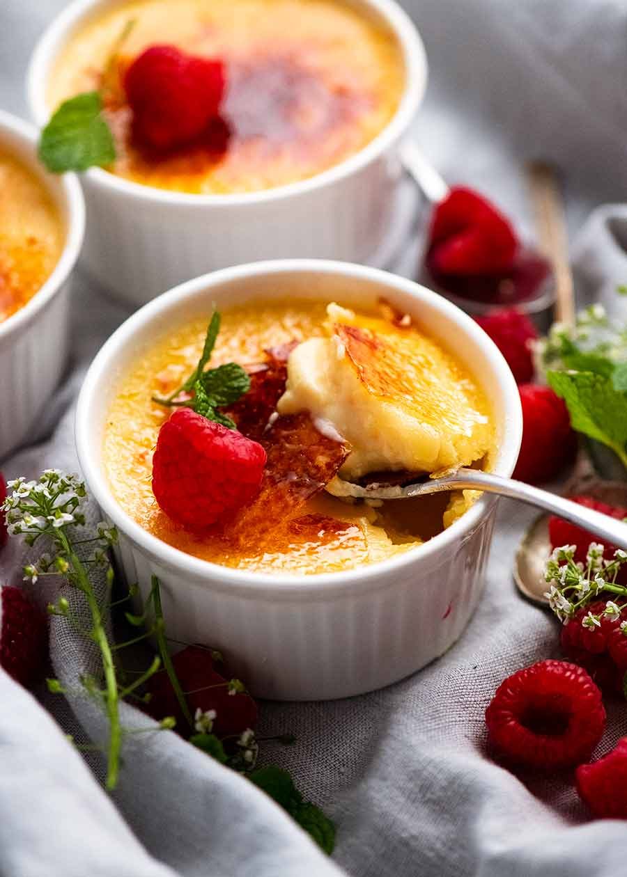 Spoon scooping up Creme Brûlée