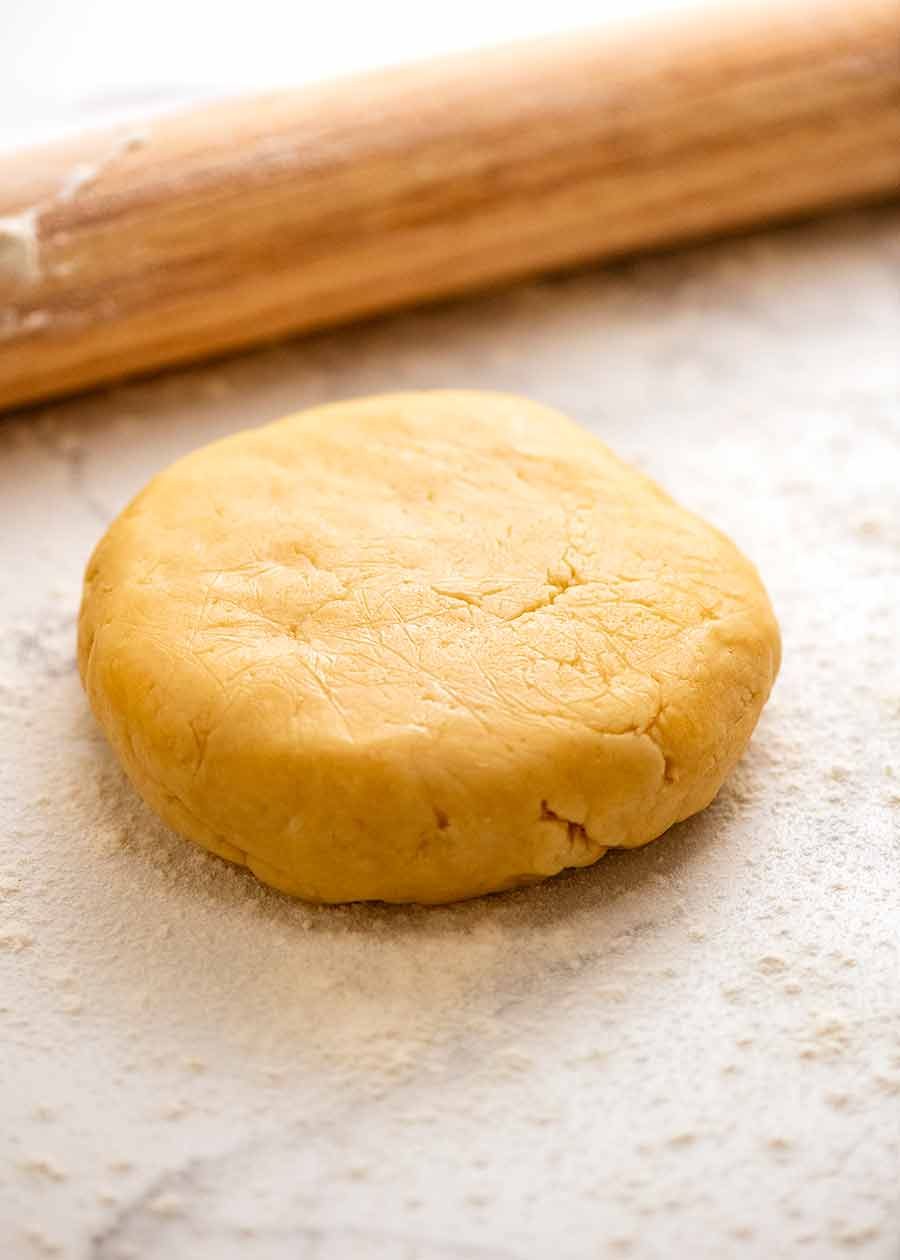 Dough for Sweet Tart Crust (Sweet Pastry) - French Pate Sucree ready to be rolled