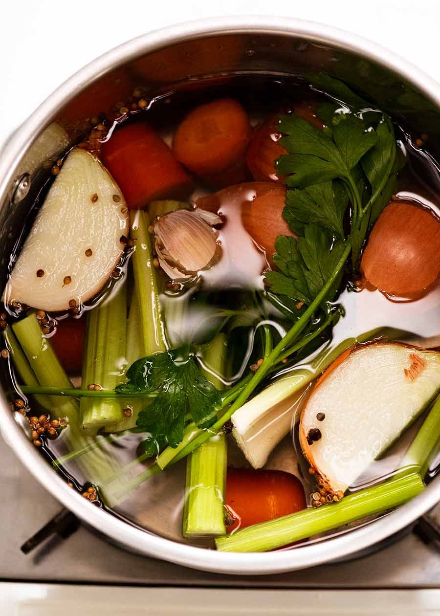 Homemade Vegetable Stock being made