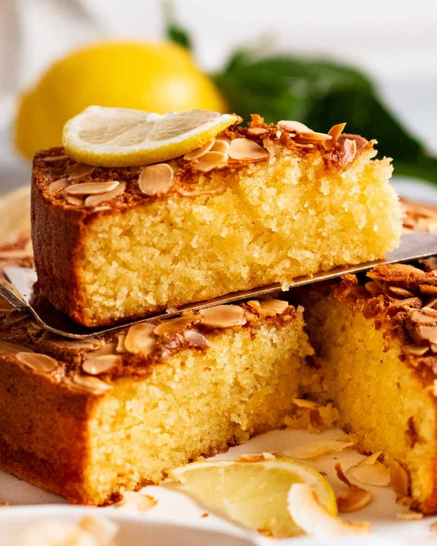 Slice of Lemon coconut almond cake