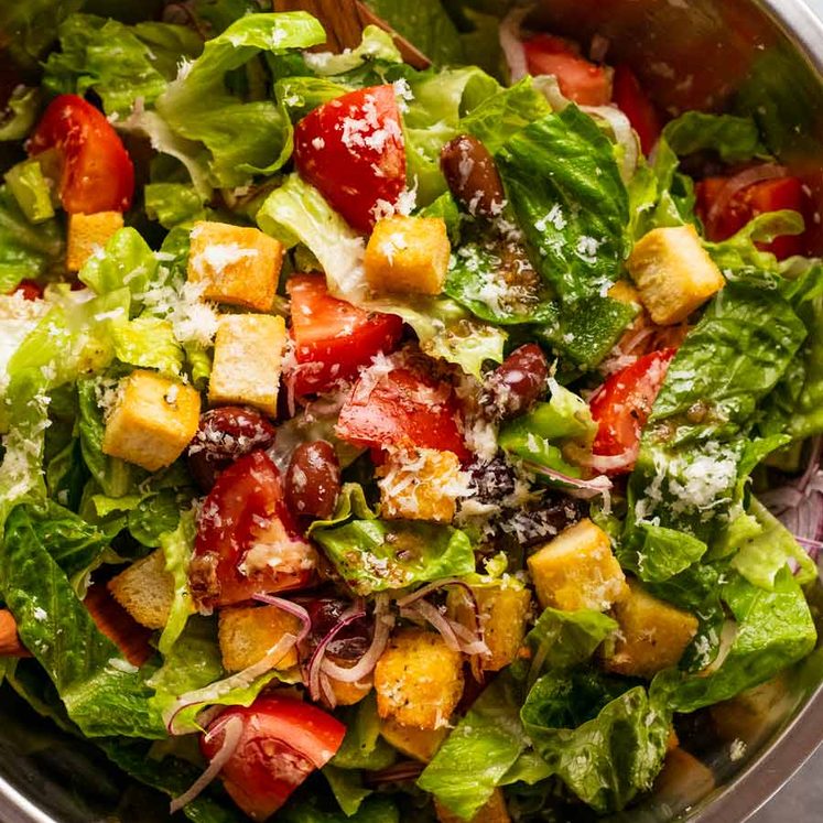 Mega Italian Salad in a bowl ready to be served