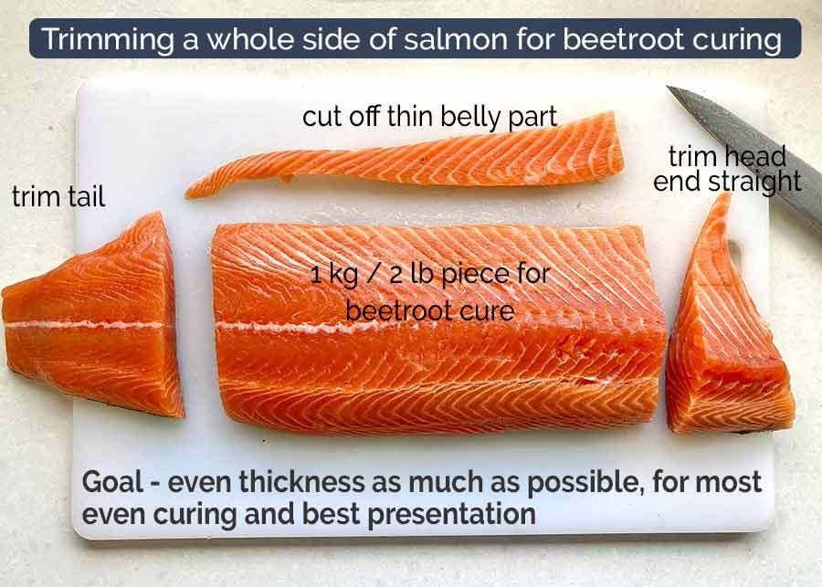 How to trim a whole side of salmon for cured salmon / gravlax