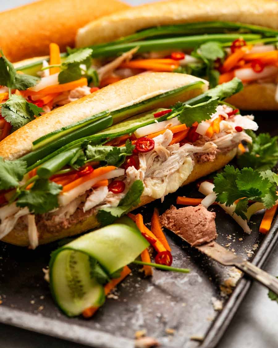 Chicken banh mi ready to eat