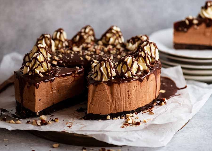 Nutella Cheesecake (No Baeady to be servedke) on a plate, r