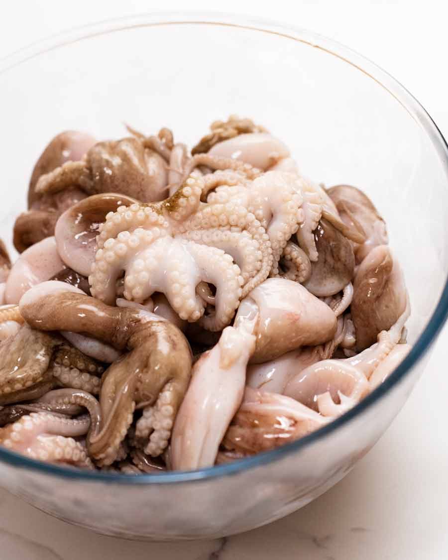 Raw baby octopus