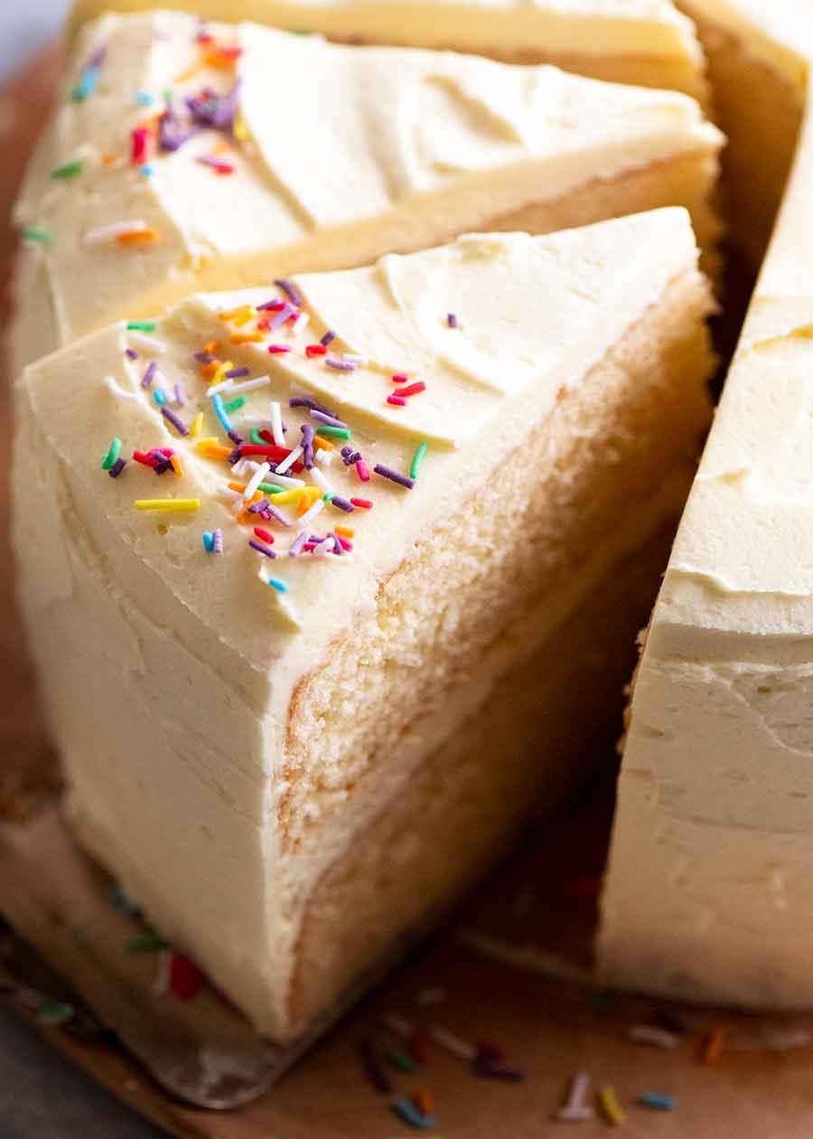 my-best-vanilla-cake_7 Close up of a slice of the best Vanilla Cake