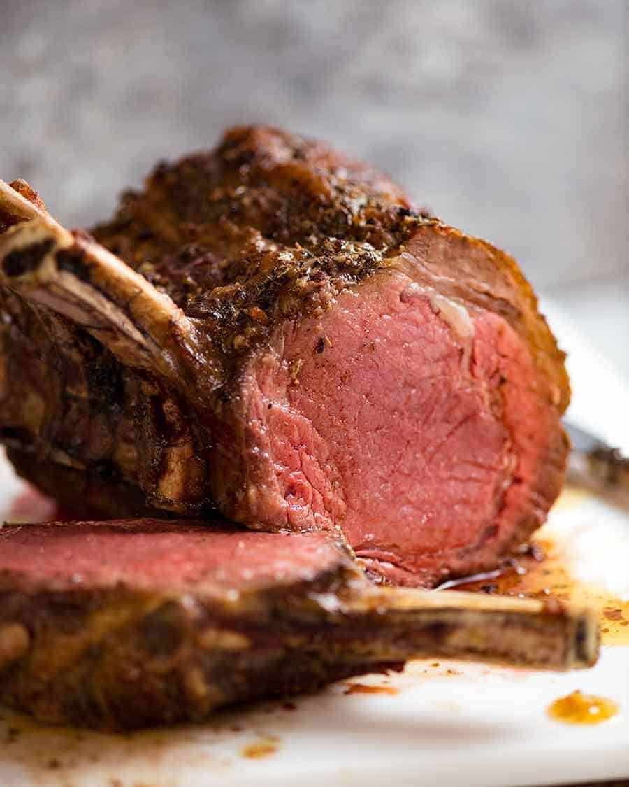 standing-rib-roast_prime-rib_0 Beef Standing Rib Roast (Prime Rib) medium rare with slice cut, showing the inside
