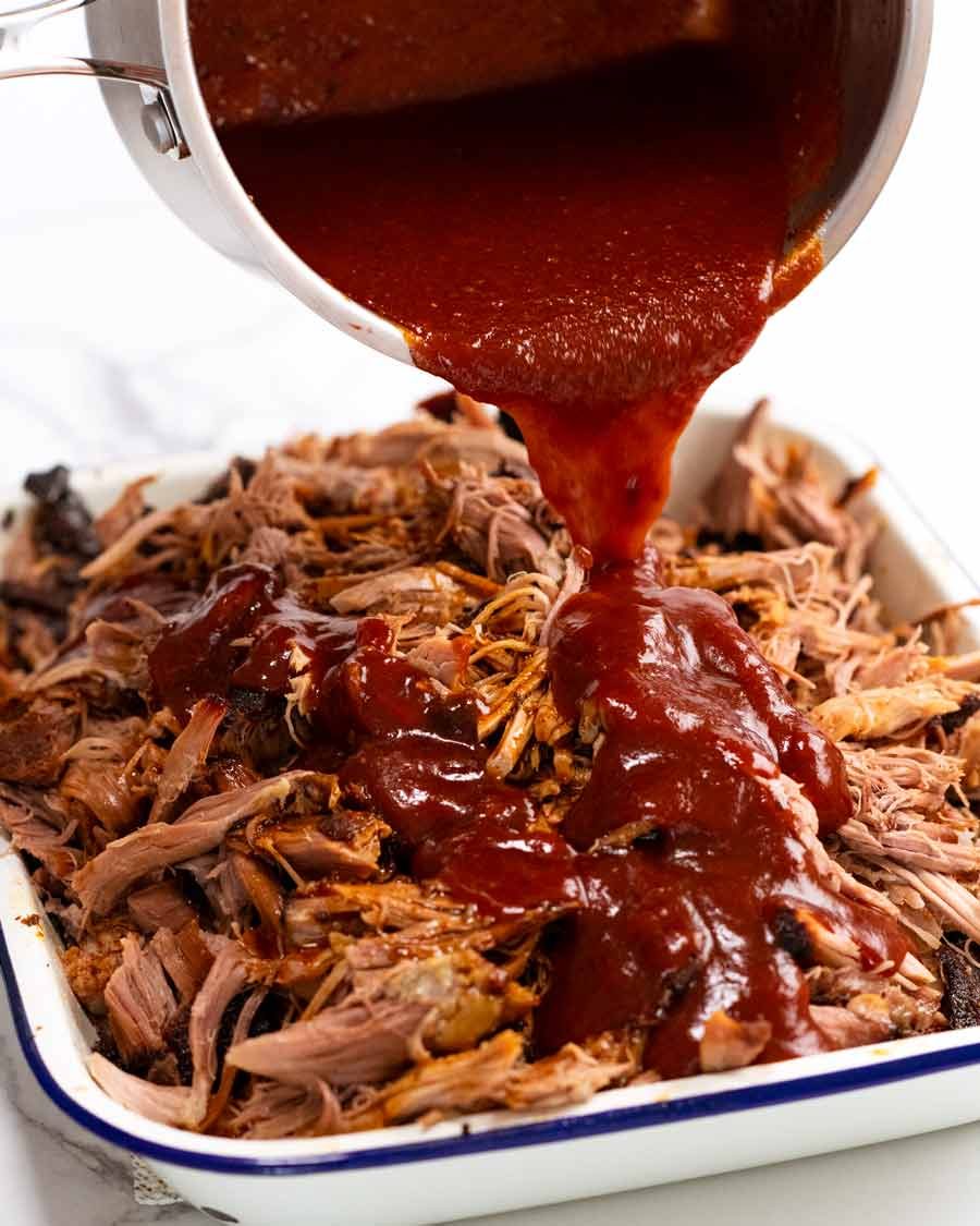 the-most-amazing-pulled-pork-3 Pouring BBQ sauce over My best pulled pork