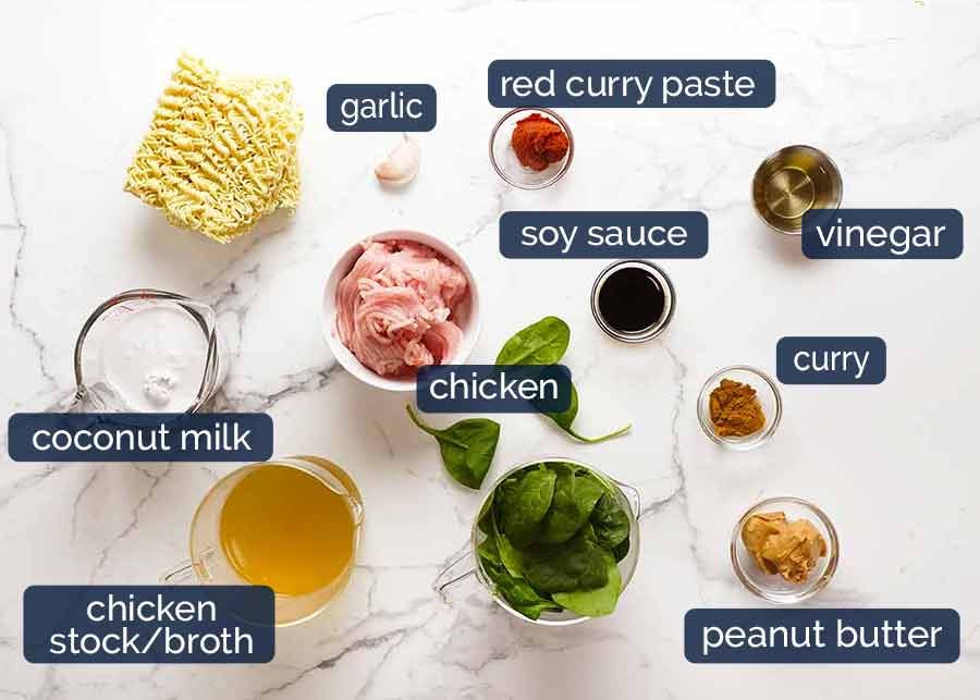 12-minute-thai-chicken-noodles-ingredients Ingredients in Thai Chicken Peanut Noodles