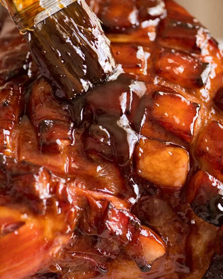 basting-ham-with-brown-sugar-ham-glaze Basting Ham with Brown Sugar Ham Glaze
