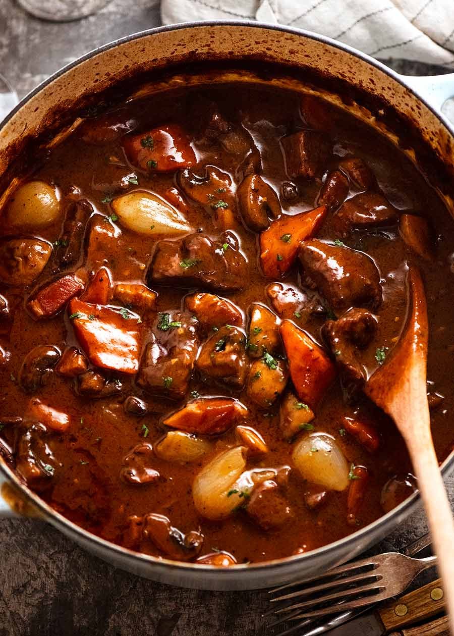 beef-bourguignon_5 Beef Burgundy - Big pot of freshly cooked Beef Bourguignon, ready to be served