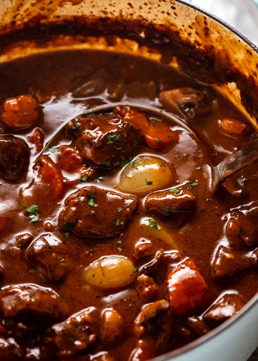 beef-bourguignon_7 Beef Bourguignon in a pot, ready to be served