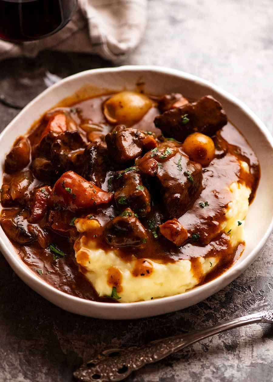 beef-bourguignon_9 Beef Bourguignon served over creamy mashed potato