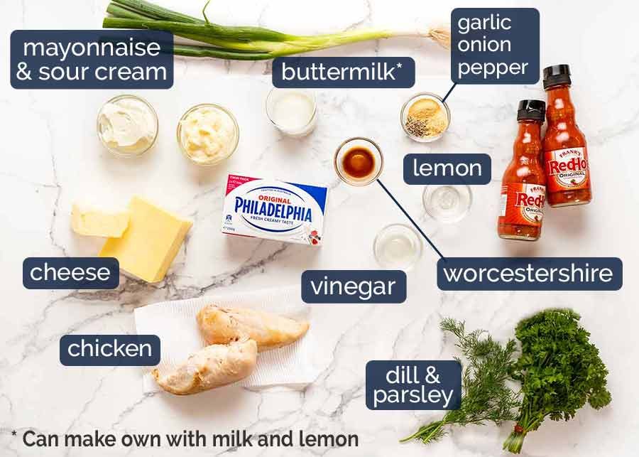 buffalo-chicken-dip-ingredients Ingredients in Hot Buffalo Chicken Dip