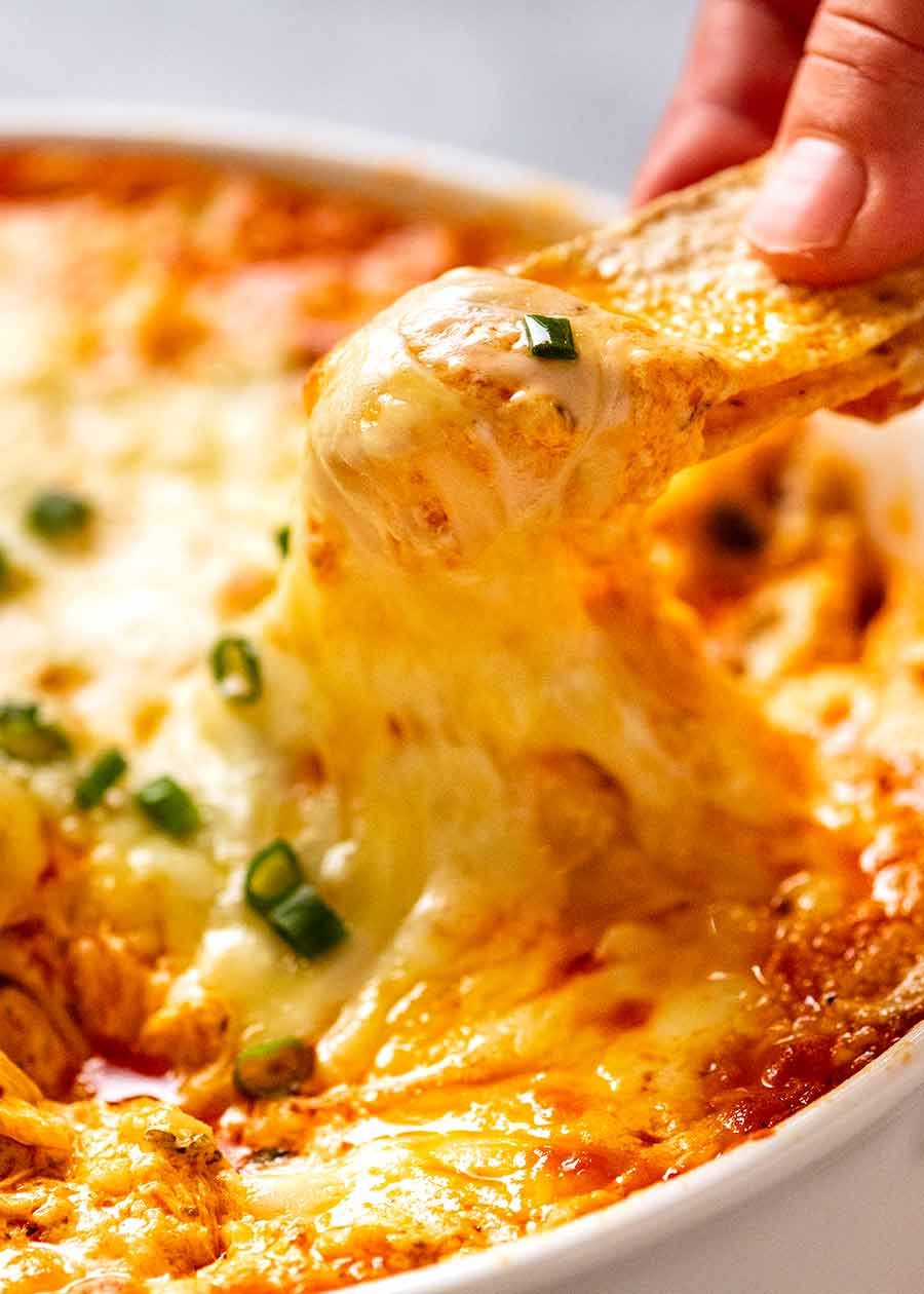 buffalo-chicken-dip_3 Scooping up cheesy Hot Buffalo Chicken Dip