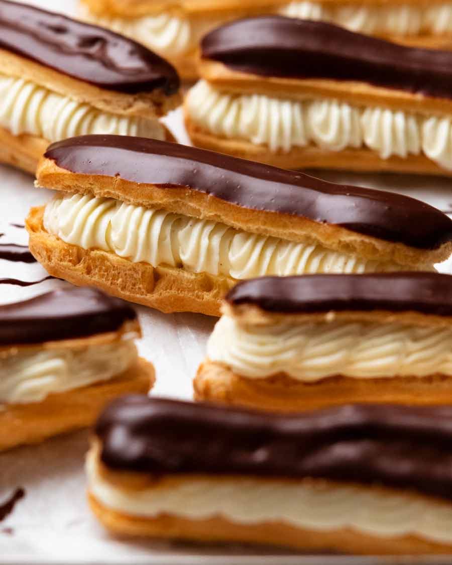 eclairs_0a-2 Tray of freshly made Eclairs