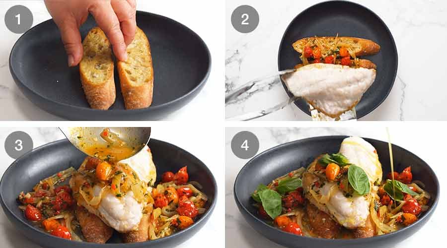 how-to-make-acqua-pazza-3 How to make Acqua Pazza - Italian Poached Fish on garlic crostini