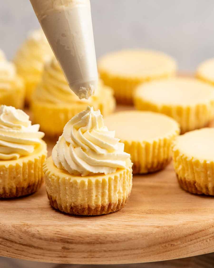 mini-cheesecakes_6 Piping cream on Mini cheesecakes